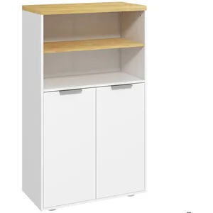 Meuble de rangement kleankin pour salle de bain avec 2 portes et 2 compartiments ouverts dim.  60L x 30P x 102H cm, blanc et pas cher