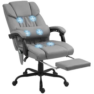Fauteuil de bureau massant avec repose-pied Vinsetto hauteur réglable,... pas cher