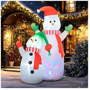 Bonhomme de neige gonflable de Noël - Outsunny - 240 cm - avec lumières LED - pour intérieur et extérieur, fête - blanc pas cher
