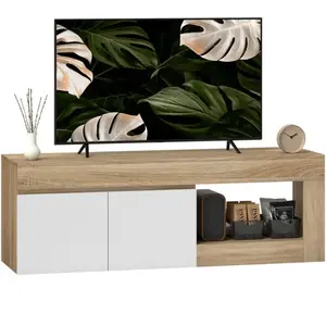 HOMCOM TV-meubel - Spaanplaat - 140x40x48cm - Natuurlijk hout pas cher