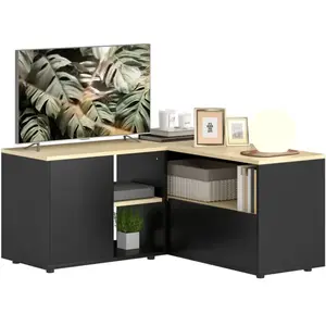 Meuble TV - HOMCOM - 2 placards avec porte et 3 niches - 90 x 90 x 45 ... pas cher