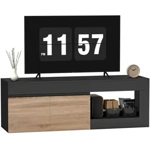 Meuble TV - HOMCOM - 2 portes à fermeture douce et compartiment ouvert... pas cher