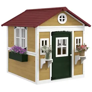 Cabane enfant extérieur - Outsunny - avec porte fenêtres et jardinière...