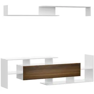 Ensemble meuble TV - HOMCOM - banc et étagère murale style contemporai... pas cher