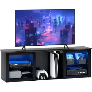 Meuble TV avec éclairage LED - HOMCOM - télévision jusqu'à 65 pouces -... pas cher