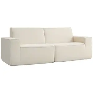 Homcom Canapé 3 places assise rembourrée en velours côtelé beige pas cher