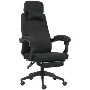 VINSETTO Fauteuil De Bureau Manager Repose-Pied Coussin Lombaires Noir pas cher