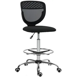 VINSETTO Chaise de bureau hauteur et repose-pieds réglable tissu maille noir pas cher