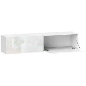 Homcom Meuble Tv Suspendu 2 Placards À Portes Blanc pas cher