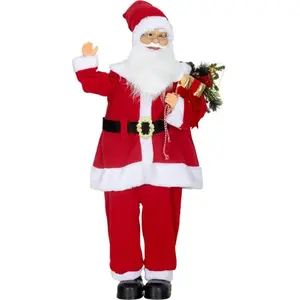 Figurine de Père Noël - HOMCOM - commande vocale lumières LED scintillantes bras pliables - polyester et plastique - 120cm - pas cher