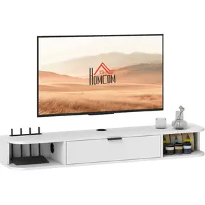 Meuble TV suspendu - HOMCOM - 120cm - pour téléviseur jusquà 50 pouces... pas cher