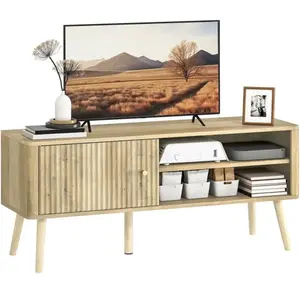 Meuble TV - HOMCOM - placard à porte compartiments ouverts et étagère ... pas cher