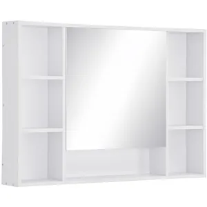 Armoire murale salle de bain avec miroir - kleankin - 7 étagères ouver... pas cher