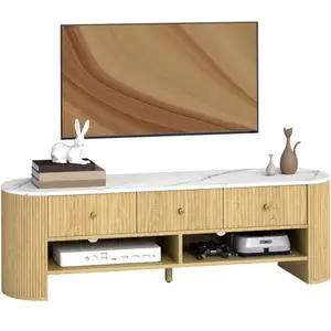 Meuble TV - HOMCOM - 140 cm - téléviseur 32-65 pouces - effet marbre -... pas cher