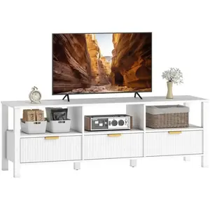 Meuble TV - HOMCOM - 65 pouces - 3 tiroirs et 3 étagères ouvertes - pa... pas cher