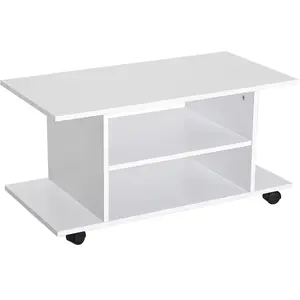 meuble tv HOMCOM Bois 80x40x40cm Blanc pas cher