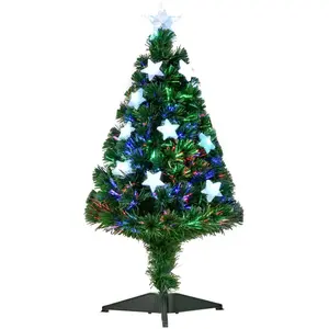 HOMCOM Sapin de Noël artificiel lumineux - H90cm - Vert pas cher
