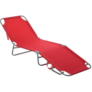 Comparateur de prix : Outsunny - chaise longue - transat - Métal - 187x55x24cm - Rouge