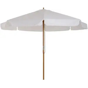 Parasol droit rond grande taille de jardin Ø 3,25 x 2,5H m bois de bambou crème - OUTSUNNYVendu parcdiscount