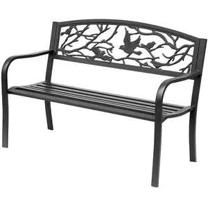 Banc de Jardin 3 Places Rural Chic Noir - Outsunny pas cher