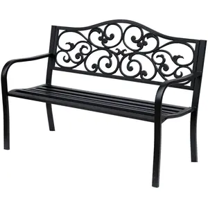 Outsunny - banc 3 places - Métal - 127x60x89cm - Noir pas cher