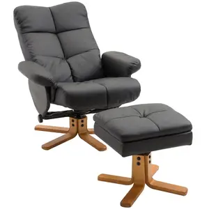 Fauteuil relax inclinable HOMCOM avec repose-pieds et rangement - Noir pas cher