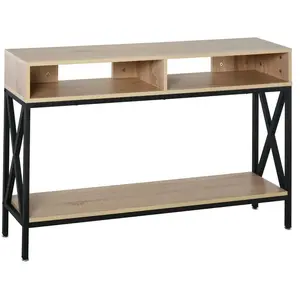 Table Console d'Entrée Industriel - HOMCOM - Bois Chêne - 120 x 23,5 x...