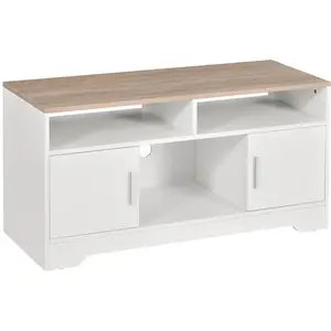 HOMCOM - meuble tv - Bois - 105x40x52cm - Blanc pas cher