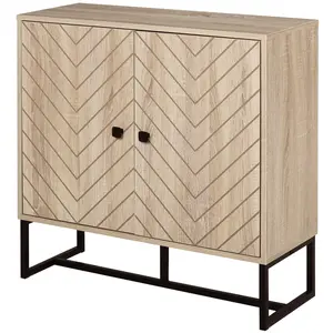 Buffet de rangement HOMCOM - Bois et métal noir - 2 portes - 80x29,5x8... pas cher