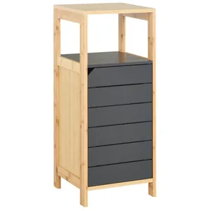 Meuble Colonne Rangement Salle de Bain - HOMCOM - Style Cosy - Bambou ... pas cher