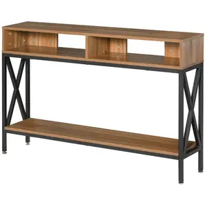 Table Console d'Entrée Industriel HOMCOM - Multi-rangements - Bois Noy...