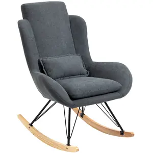 HOMCOM - chaise à bascule - Lin - 75x95x110cm - Gris pas cher