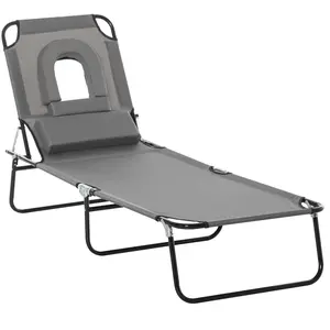 Outsunny Bain de Soleil Pliable transat inclinable 4 Positions Chaise ... pas cher