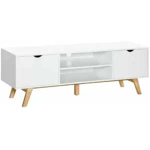 HOMCOM - meuble tv - Panneaux MDF - 150x39x50cm - Blanc pas cher