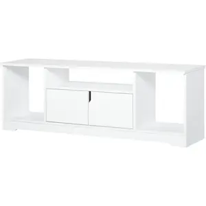 HOMCOM - meuble tv - Bois - 120x30x41cm - Blanc pas cher