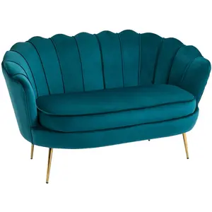 HOMCOM - canapé tissu - Polyester - 130x77x77cm - Bleu pas cher