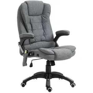 Fauteuil de bureau direction massant chauffant HOMCOM - Toile de lin g... pas cher