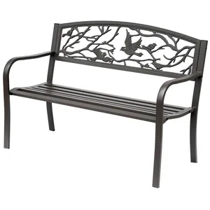 Outsunny - banc 3 places - Métal - 127x60x85cm - Brun pas cher
