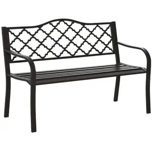 Outsunny - banc de jardin - Métal - 128x60x89cm - Brun pas cher