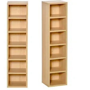 HOMCOM - rangement pour cd et dvd - Bois - 21x19x88cm - Beige pas cher