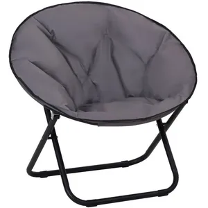 Fauteuil lune papasan pliable OUTSUNNY - Oxford gris - 80x80x75cm pas cher