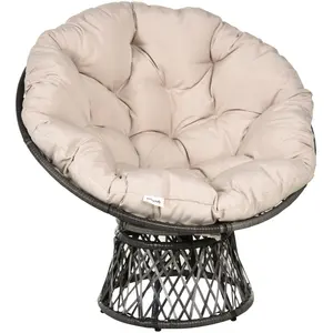 Fauteuil Rond de Jardin - Outsunny - Papasan pivotant - Confortable - Polyester résine tressée pas cher