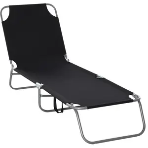Outsunny - chaise longue transat - Métal - 187x55x24cm - NoirVendu parrakuten