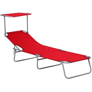 Comparateur de prix : Outsunny - chaise longue - Métal - 187x58x36cm - Rouge