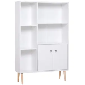 HOMCOM - bibliothèque - Bois - 80x23.5x123cm - Blanc pas cher