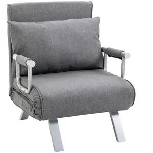 HOMCOM Fauteuil chauffeuse canapé-lit Convertible 1 Place déhoussable ... pas cher