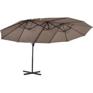 Outsunny - parasol - Acier - 445x270x260cm - Marron pas cher