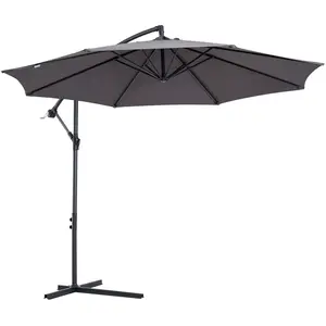 Outsunny Parasol D?Port? Octogonal Inclinable Manivelle Pied Acier ? 3 X 2,5h M Gris pas cher