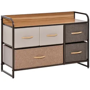 Commode de rangement 5 tiroirs en tissu 87,5 x 29 x 58 cm HOMCOM - Mar... pas cher