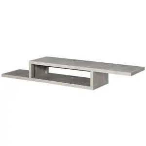 Meuble TV mural flottant HOMCOM - Gris - Niche, passe-fils - 152cm pas cher